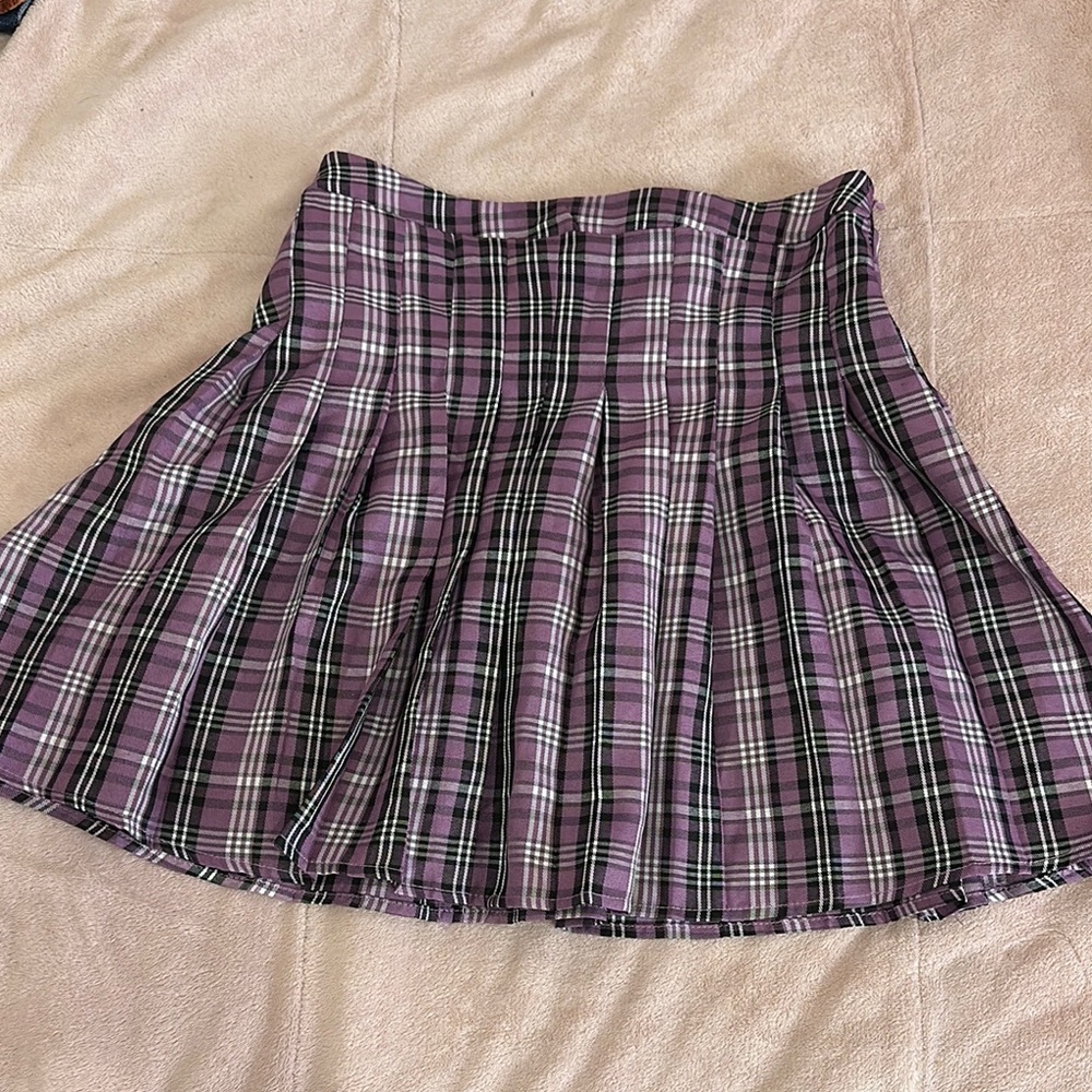 Ultra Flirt Purple Mini Pleated Skater Skirt